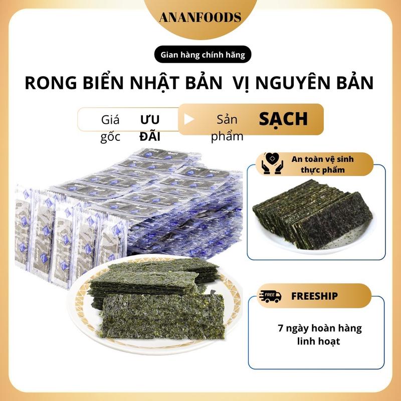 Lốc 240 gói rong biển khô nhật bản vị nguyên bản ăn liền dùng cuộn cơm nấu canh ăn vặt giòn ngon gói 480 miếng giá sỉ Lá Rong Biển Food Snack