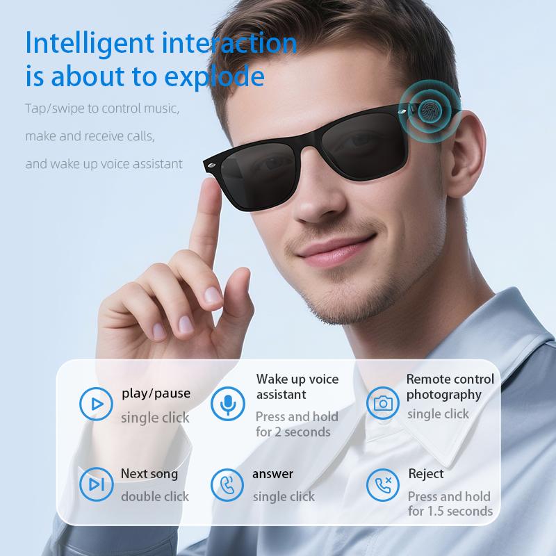 2025 New AI Translation Smart Glasses Bluetooth Call Headphones UV Protective Lenses Connected Bezel Outdoor Sports Sunglasses - Image 5