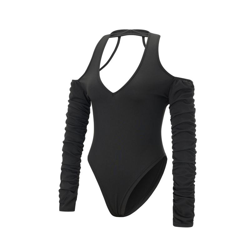 Product Introduction of Women's T Shirt BodysuitFit Low Cut Long Sleeve Backless Solid Color Halter Tops Jumpsuit for Party Club Cocktail 31