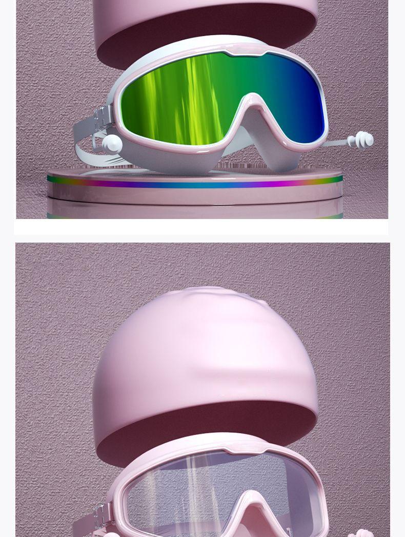 Product Introduction of Fishing Glasses Swimming Goggles Waterproof Anti-Fog HD Professional Adult Unisex Large Frame Swimming Glasses Diving Equipment Swim Cap Set 15