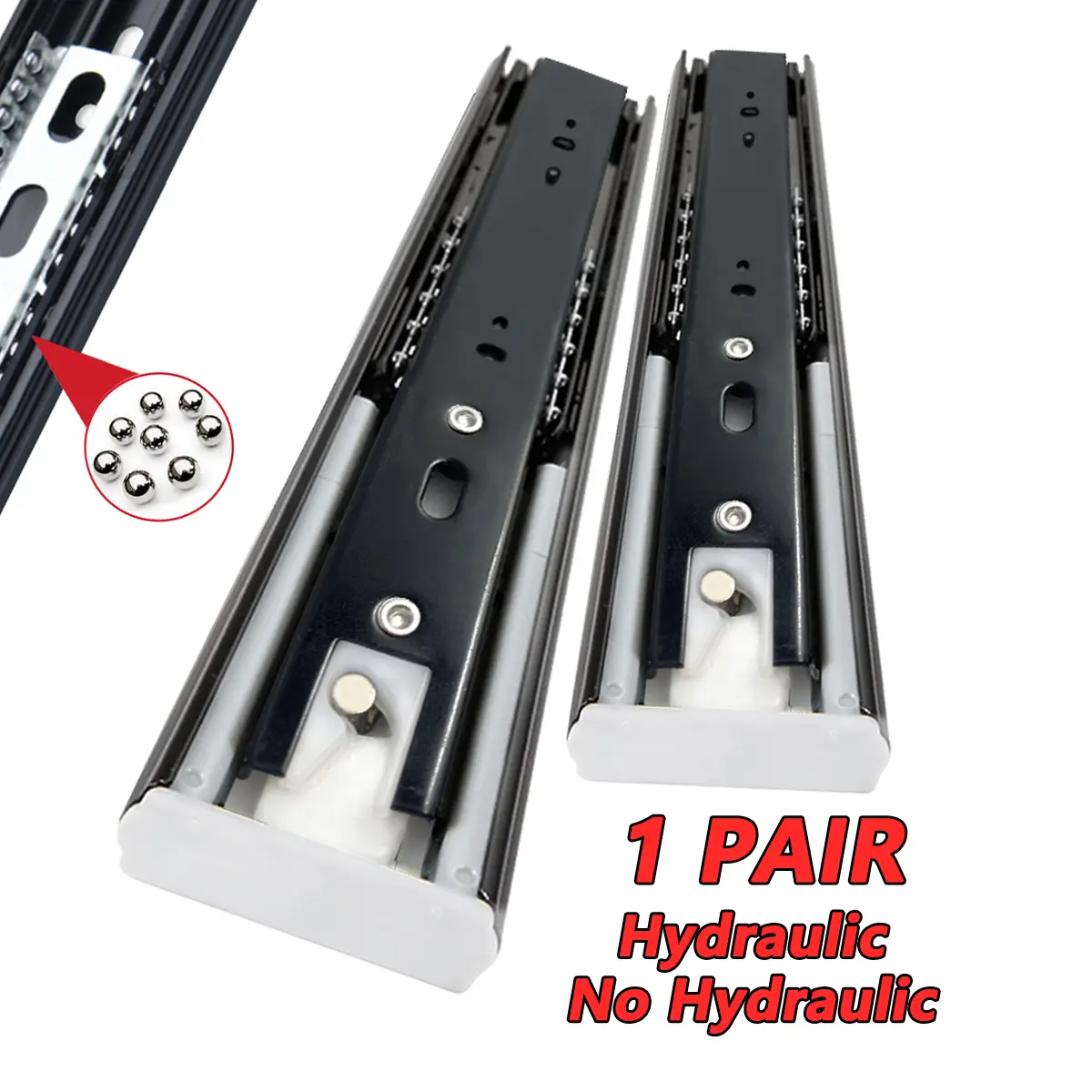 Drawer slides Three-section drawer guides Roller slide track soft close Hydraulic/non-hydraulic 2PCS (1 pair)