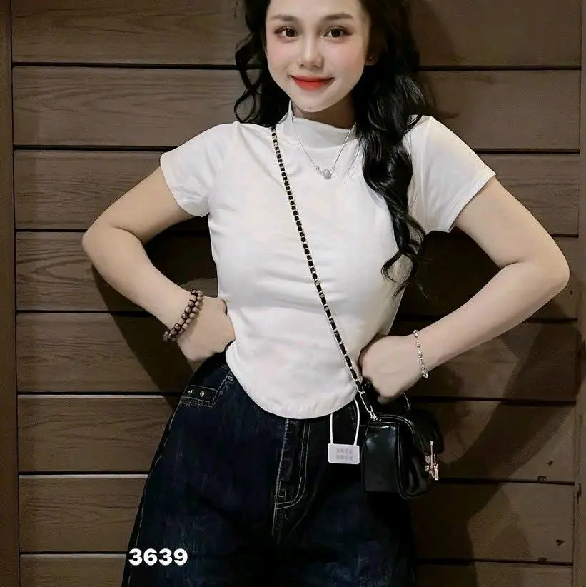 Áo hót trend  vạt bầu SIZE 40kg-55kg Nữ Cotton Women Top Kem Nhung Sơ Mi Shirt Voi Tim Jean