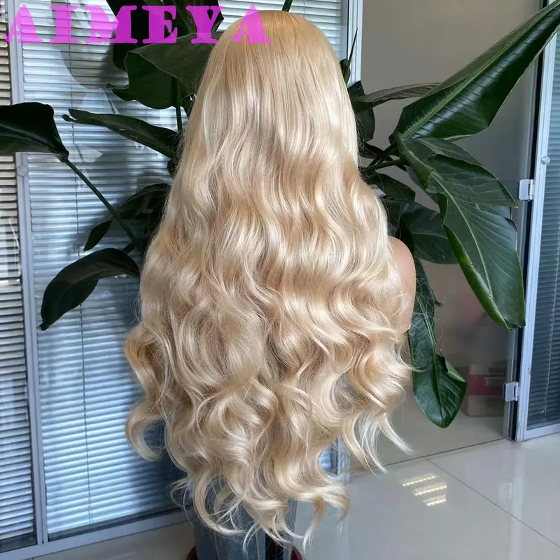 AIMEYA Blonde Wig Long Body Wave Lace Front Wig  Synthetic Lace Wig for Women Girl Heat Resistant Hair Cosplay Daily Use 4