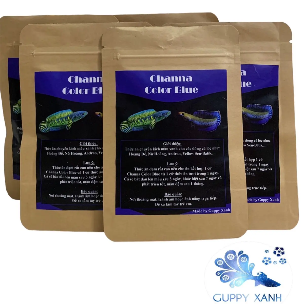 (1 Gói) Thức ăn cho cá giúp lên màu cho các dòng cá lóc cảnh Channa Color - trọng lượng 15g