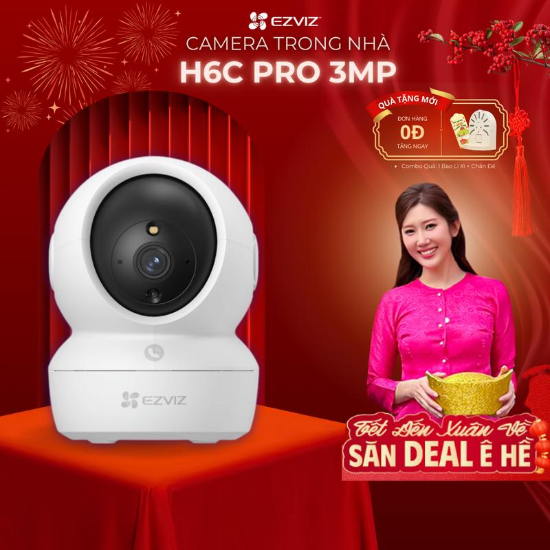 Camera wifi Ezviz H6c PRO 3MP 2K thông minh chính hãng, Đàm thoại 2 chiều, xoay 360 ezvizh6c