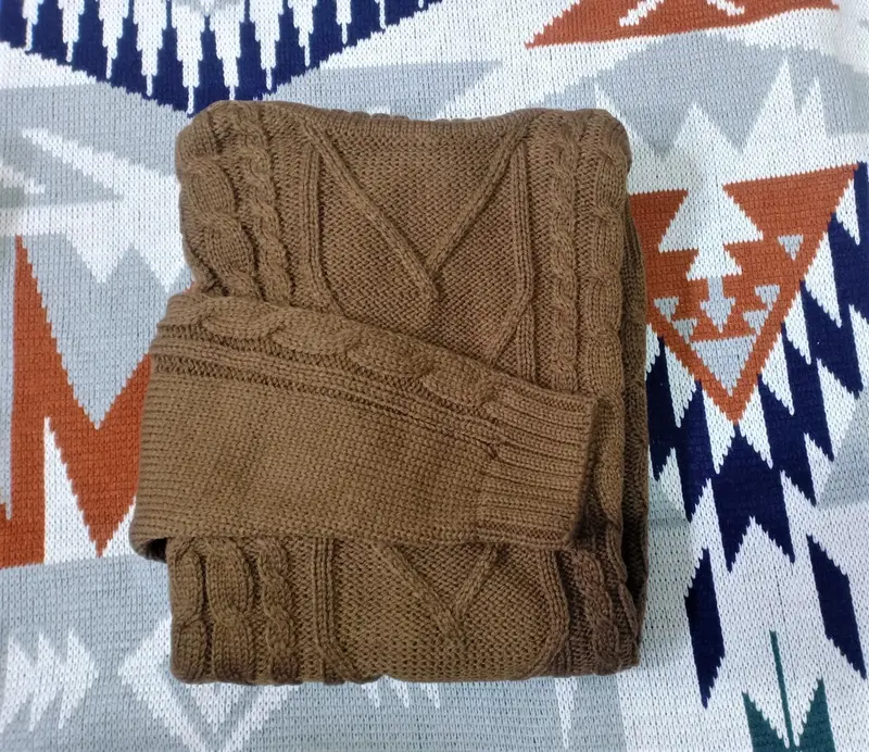 Turtleneck Sweater Dewasa Kerah Tinggi Motif Cable Knit Oversize 7