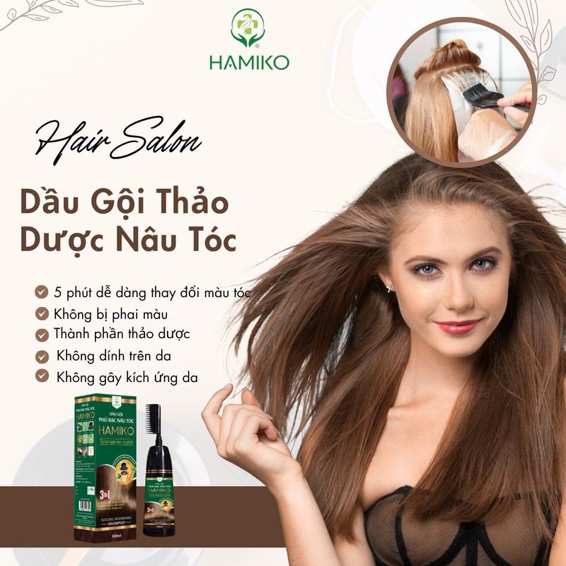 Dầu gội phủ bạc HAMIKO 500ml 3 Màu Đen, Nâu Đen,Nâu)
