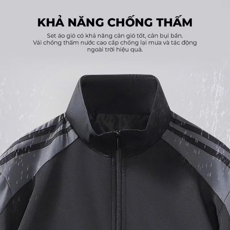 Product Introduction of Bộ Quần Áo Gió Thể Thao Nam Dài Tay Ba Sọc Thu Đông Chống Nước, Chống Bám Bẩn, Năng Động Trẻ Trung Sport Đồng Bi 13