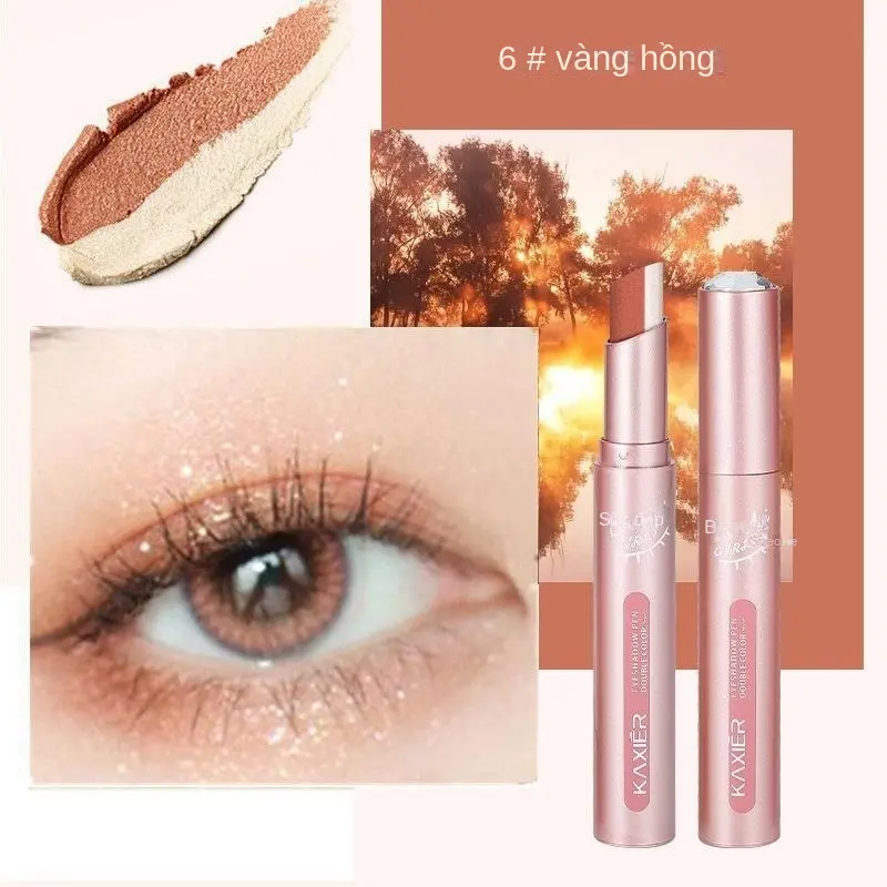 Bút Chì Phấn Mắt, Màu Kép Gradient, Không Thấm Nước Và Chống Mồ Hôi, Chống Nhòe, Ánh Ngọc Trai Lấp Lánh Mịn, Dán Phấn Mắt Lười Biếng Trang Điểm Mỹ Phẩm 3