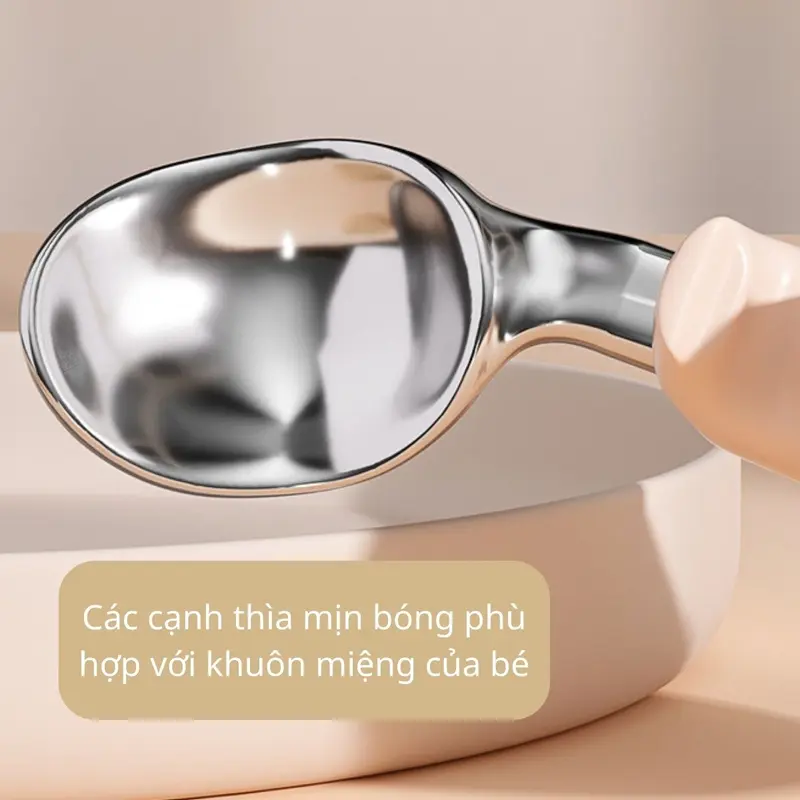 Set Thìa Tập Xúc Cong An Toàn Cho Bé, Đầu Thìa Dĩa Cong, Tay Cầm Silicone Cao Cấp, Dùng Được Trong Máy Rửa Bát 4