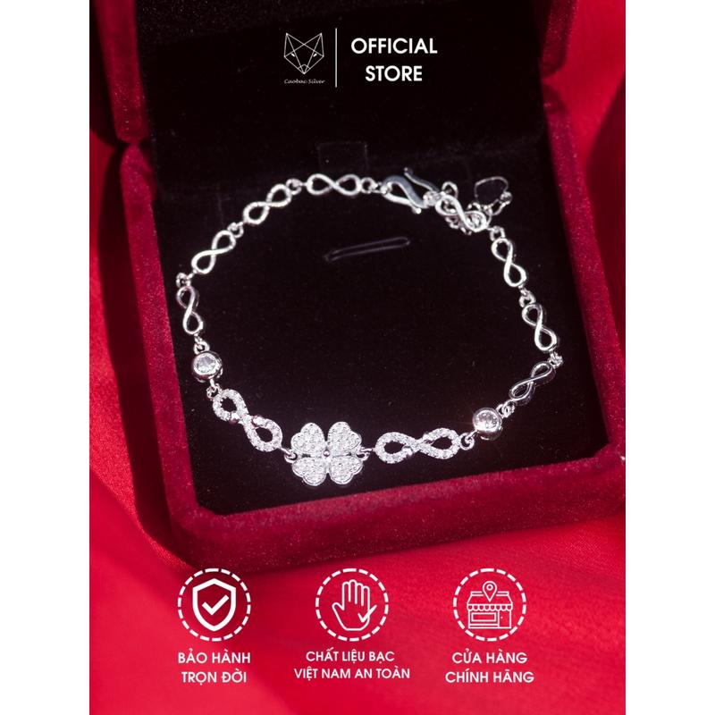  Lắc tay Bạc Ta Cáo Bạc Jewellery bạc Việt Nam bốn lá vô cực đá quà tặng bạn gái năng động dễ thương 