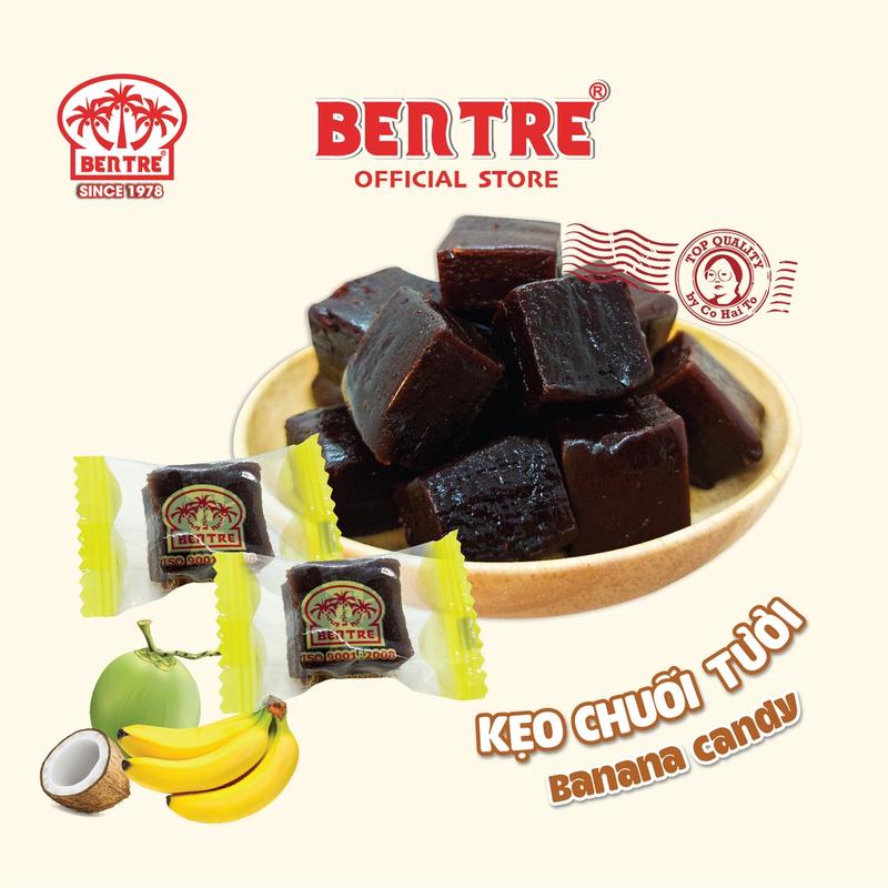Kẹo Chuối Tươi Dẻo mềm Bến Tre túi 200g & 400g Ăn Vặt Tuổi thơ Banana Candy