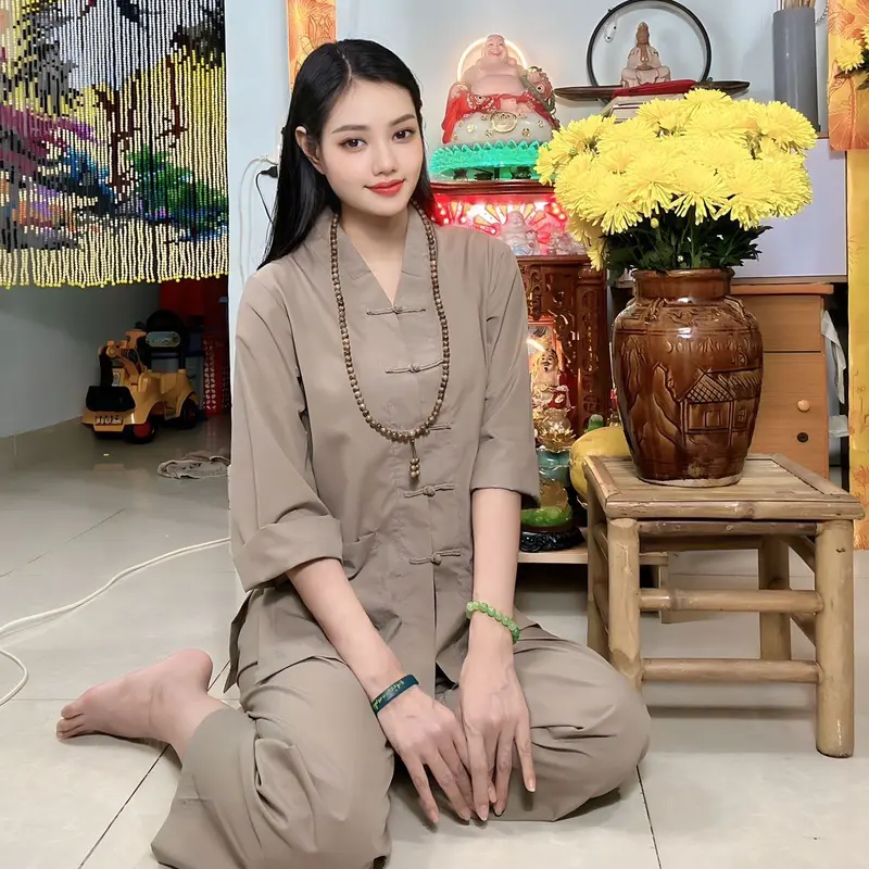 Mẫu đồ lam  truyền thống La Hán vải ka tê silk 8