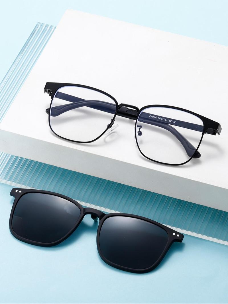 Product Introduction of Unisex Simple Style Plain Color Sunglasses, Trendy Casual Rectangle Frame Sunglasses for Everyday Use, Fashion Accessories for Outdoor Activities 5
