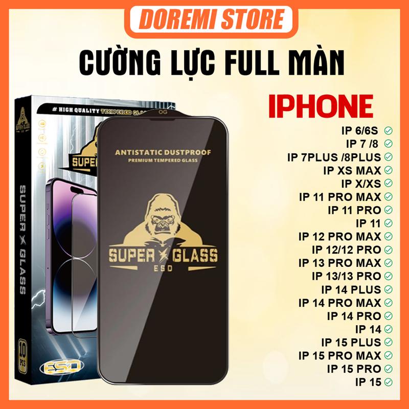 [COMBO 3 KÍNH] Kính cường lực KK full màn dán màn hình cho iP đủ các dòng 6 7 8 X XR XS XSMax 11 12 13 14 15 Plus Pro ProMax 16 Plus Pro ProMax