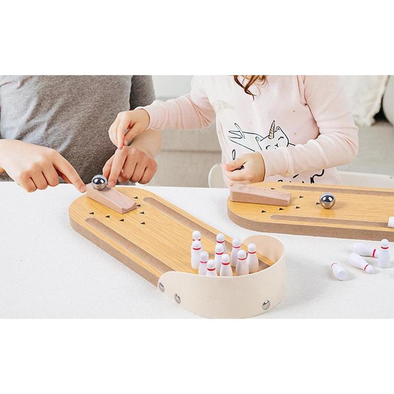 picarten- Bowling Toy for Spatial Cognitive Development Fun Mini Wooden Bowling Game Set for Kids  Adults Interactive Tabletop Bowling Toy for Indoor Play Family Entertainment 5