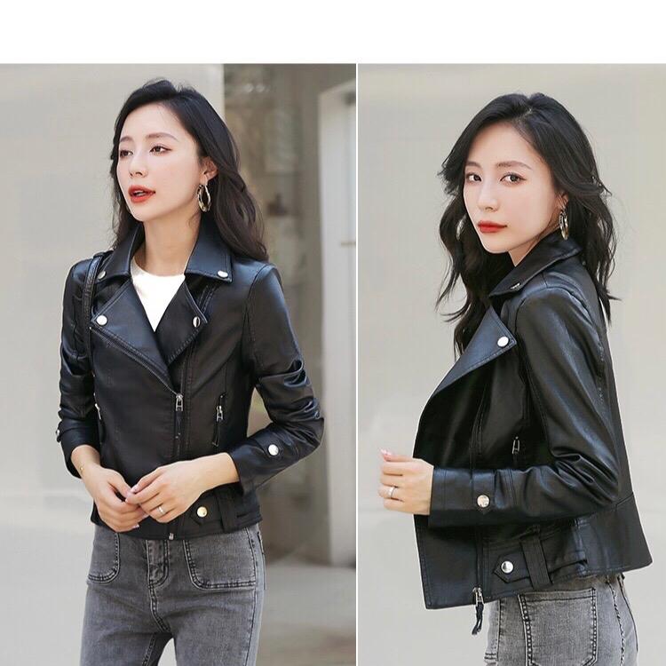 [ BẢO HÀNH 2 NĂM] Áo Khoác Da Cổ Bẻ Quảng Châu Cao Cấp Dành Cho Nữ Bền Đẹp Chống Thấm Nước Thời Trang Cá Tính