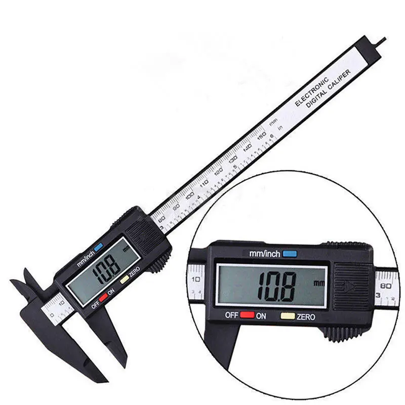 Thước Cặp Điện Tử Kỹ Thuật Số LCD 6 Inch, 150Mm, Sợi Carbon, Vernier, Thước Đo, Panme Kế