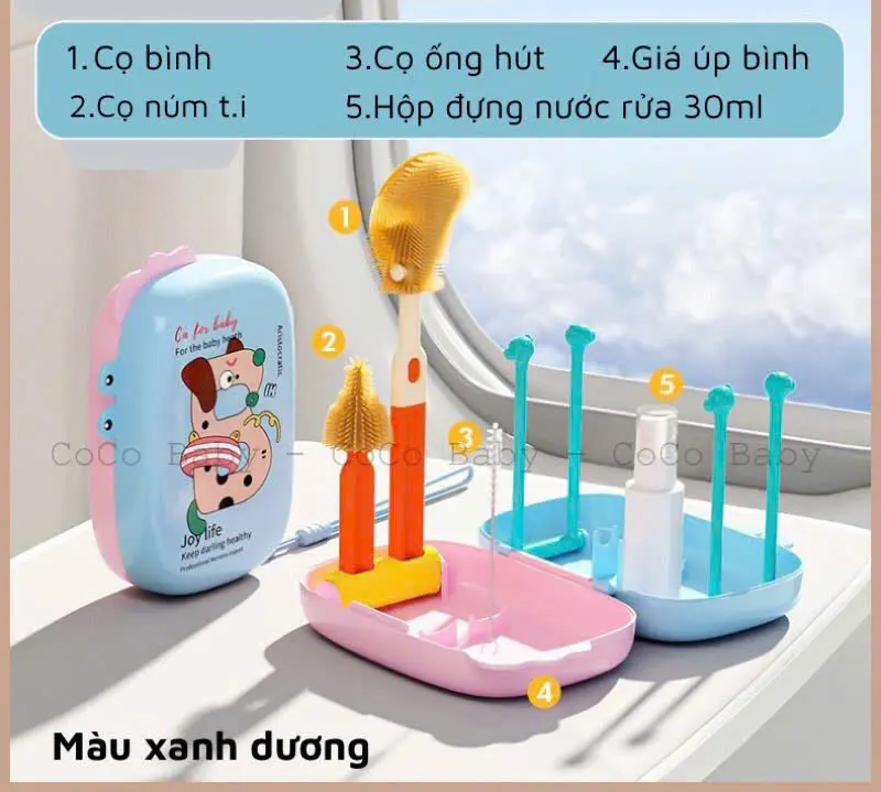Set Cọ Bình sữa silicon 6ct Hàn Youkebe ,Bebikr kèm nọ rửa bình siêu tiện lợi cho các mom 1