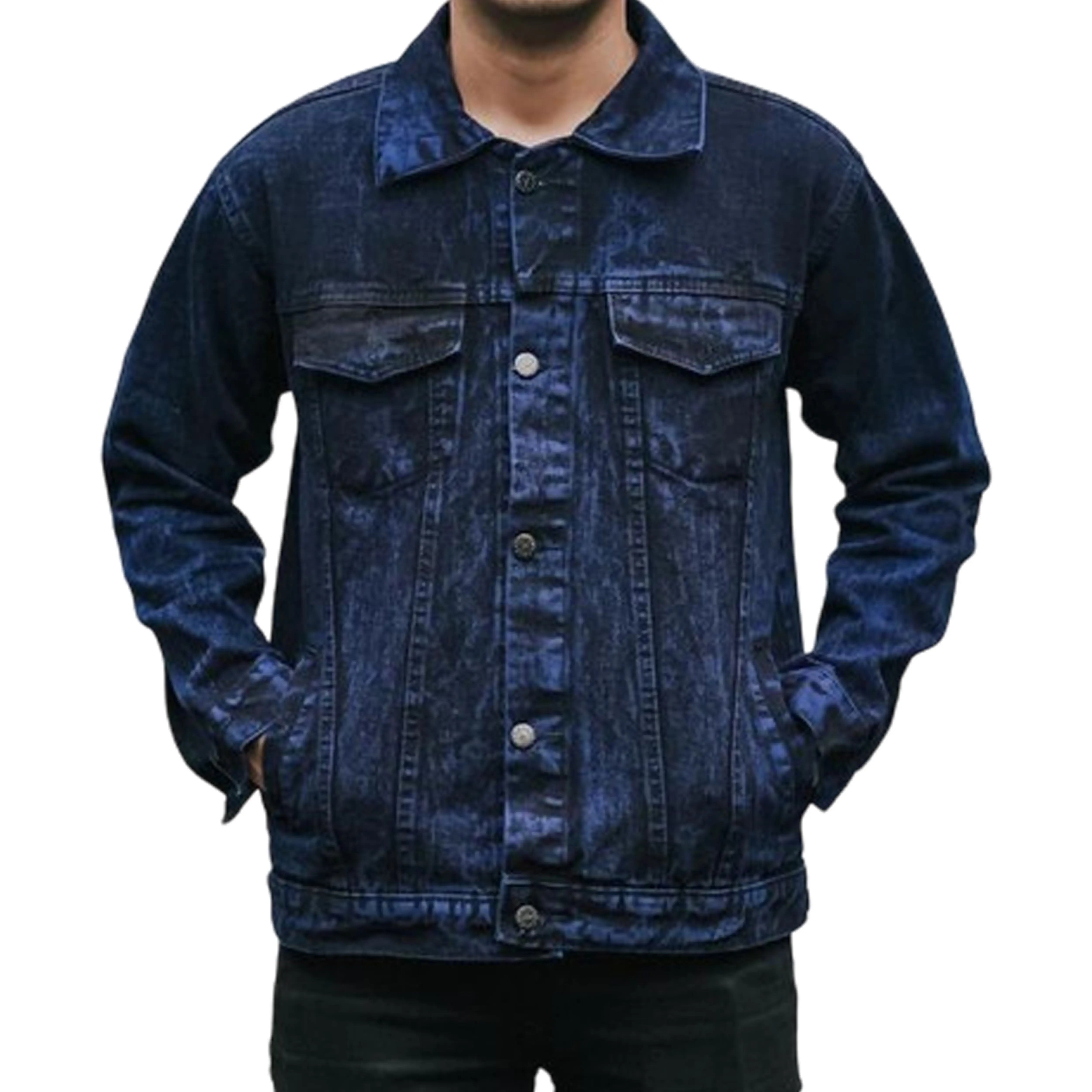 JAKET SANWASH JAKET JEANS PRIA BAHAN DENIM UKURAN JUMBO WARNA NAVYWASH