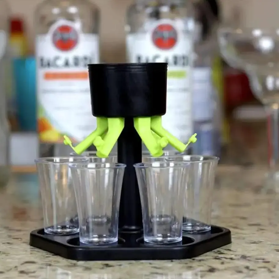 Shot Glass Dispenser & Holder, 1 Count Multifunctional 6 Shot Glass Dispenser with 6 Glasses, Bar Utensils for Outdoor Party  Bar