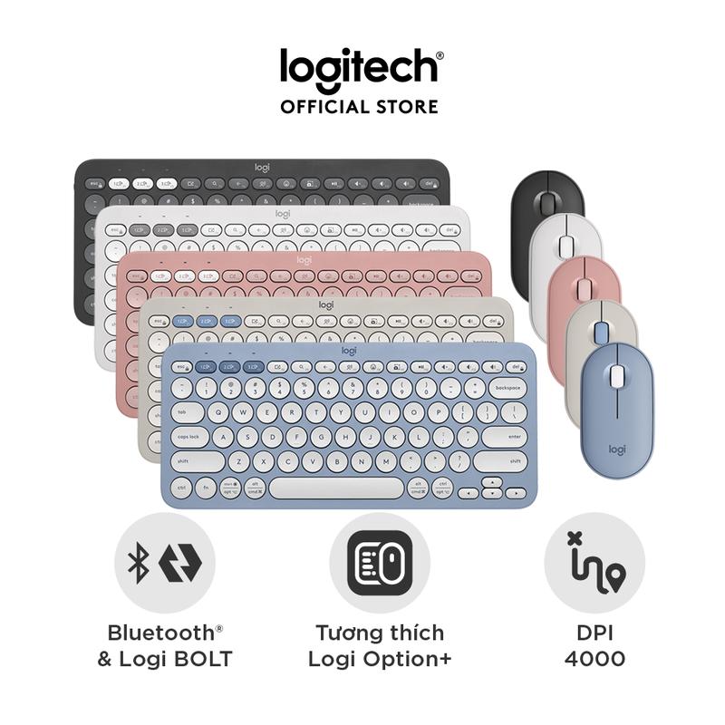 Logitech Pebble 2 Combo - Bàn phím không dây Logitech K380s & Chuột không dây Logitech M350s - Yên tĩnh và di động, phần mềm tùy chỉnh, Easy-Switch cho Windows, macOS, iPadOS ban  phim