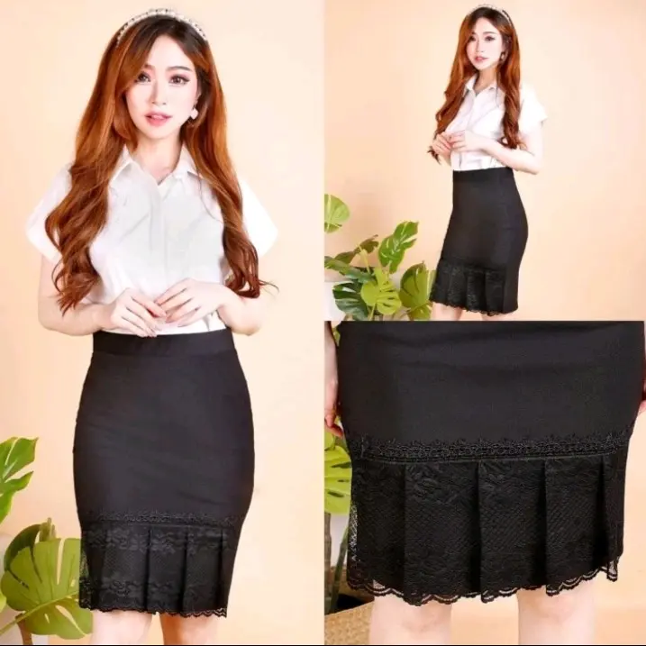 R569 Rok pendek span scuba kombinasi bawah brukat rok XXL impor
