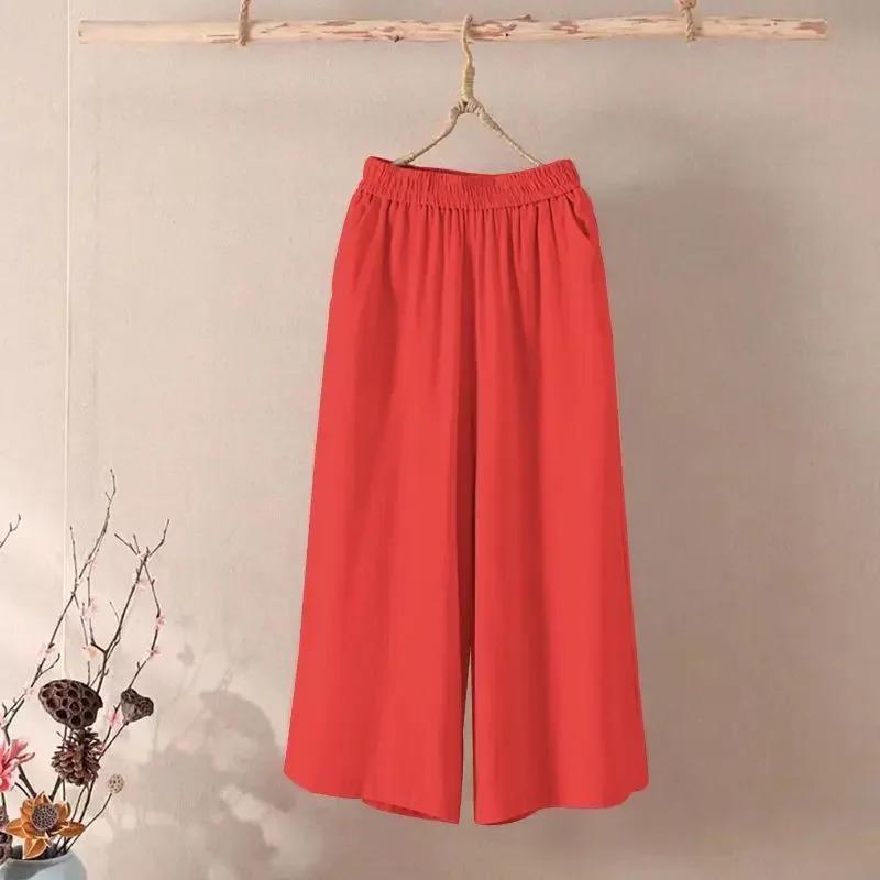 Product Introduction of Large Casual Trousers Korean Style Women'S High Edge Made Wide Leg 3/4 Pants Cutting Pants 12