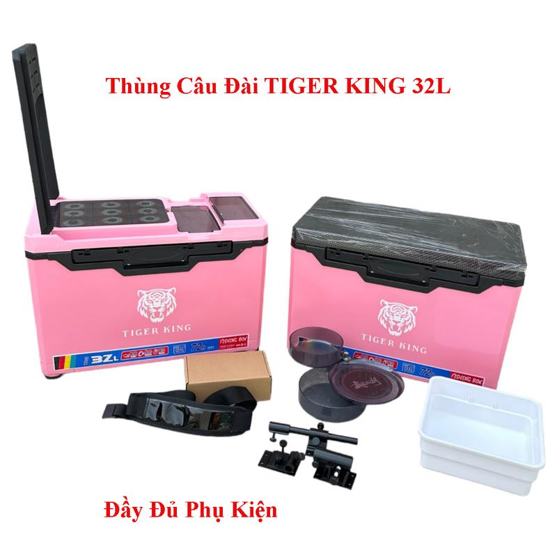  Thùng Câu Đài 32L TIGER KING  Đầy Đủ Phụ Kiện Đi Kèm Thùng Câu Cá Địa Hình Đa Năng Bắt Cá Đi Câu Fishing 