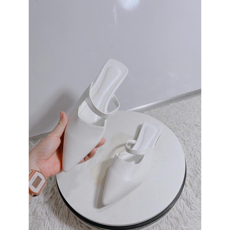 shopgiaylamlam- Giày sục nữ mũi nhọn đế bệt quai ngang liền form rộng HPS6621 ( sục nhọn trơn) DéP Jean 6