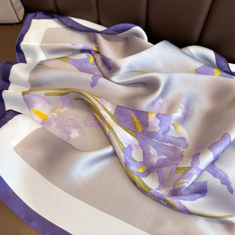 Khăn Quàng Cổ Vuông Cổ Áo Tóc In Hình, Hàng Mới Về, 70CM (27,55inch), Làm Bằng Lụa, Khăn Quàng Cổ Vuông Nhỏ Mô Phỏng Lụa, Thích Hợp Cho Nữ Công Sở, Khăn Choàng Nữ, WJ70FZS-53 3