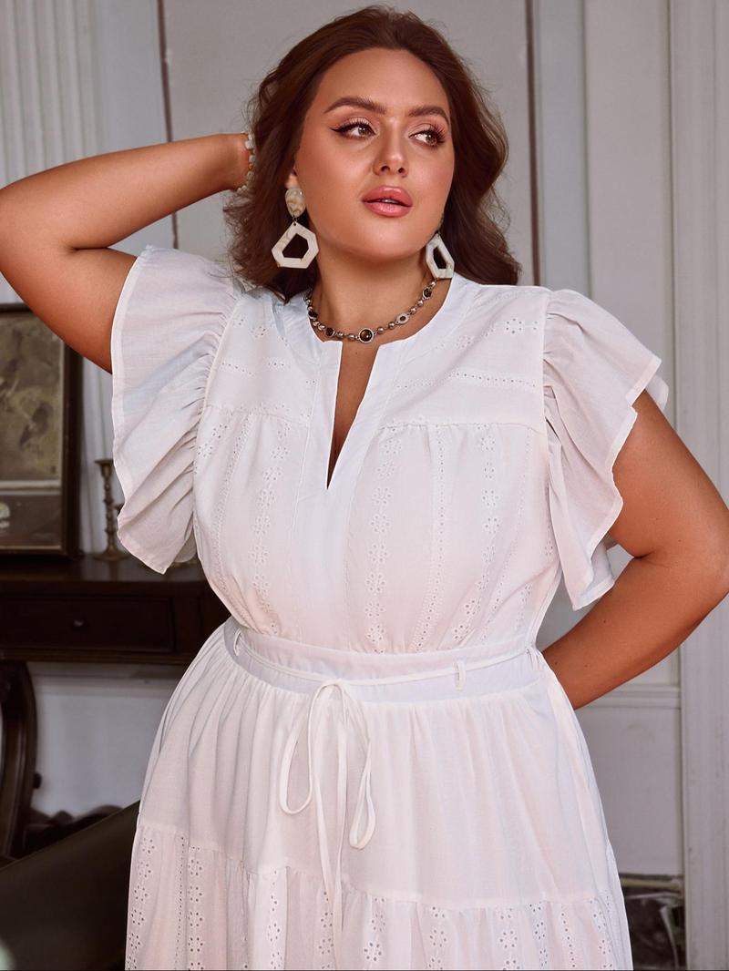 Product Introduction of 【Plus Size】Solid ColorDress, Plus Casual Dress for Summer, Women's Plus Clothes for Daily Wear 5