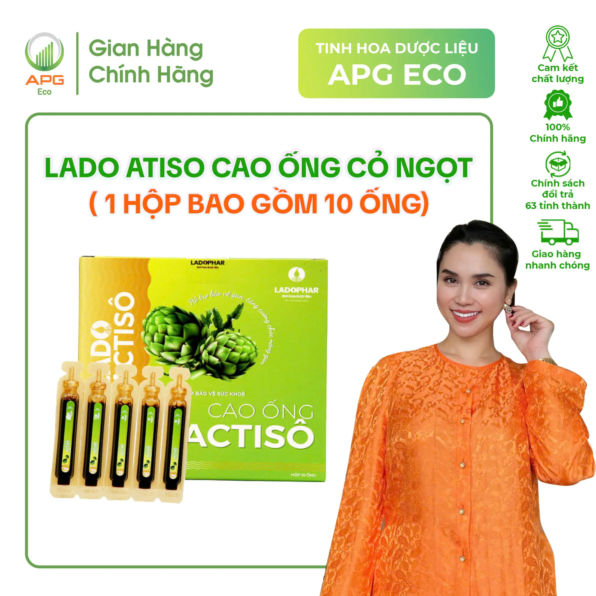 Cao Ống Atisô Có Cỏ Ngọt (10 ống x 10ml)
