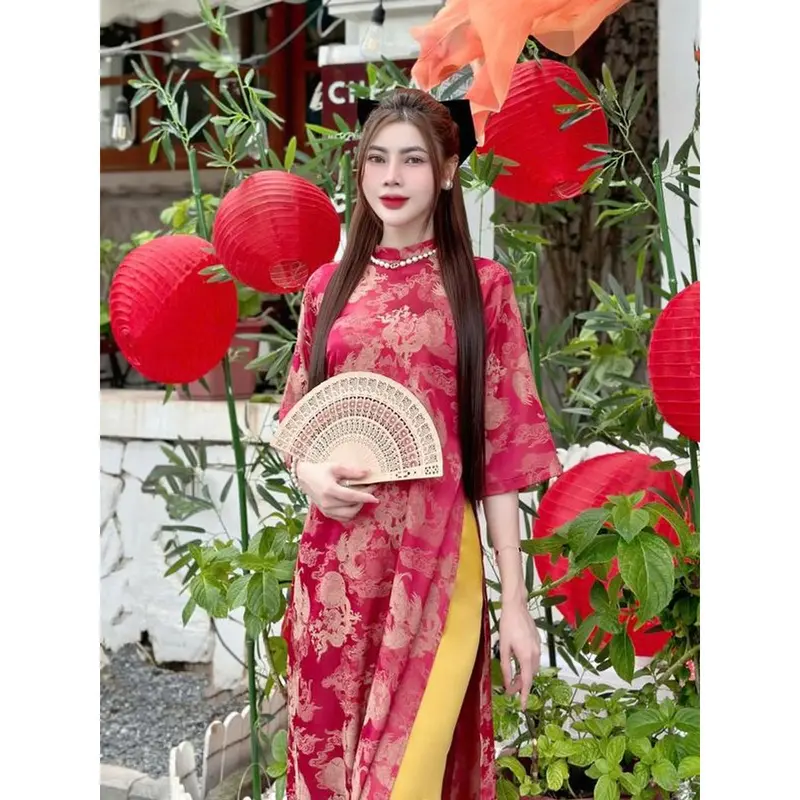 Bộ Áo Dài Cổ Tàu Dáng Suông Cao Cấp Women 6