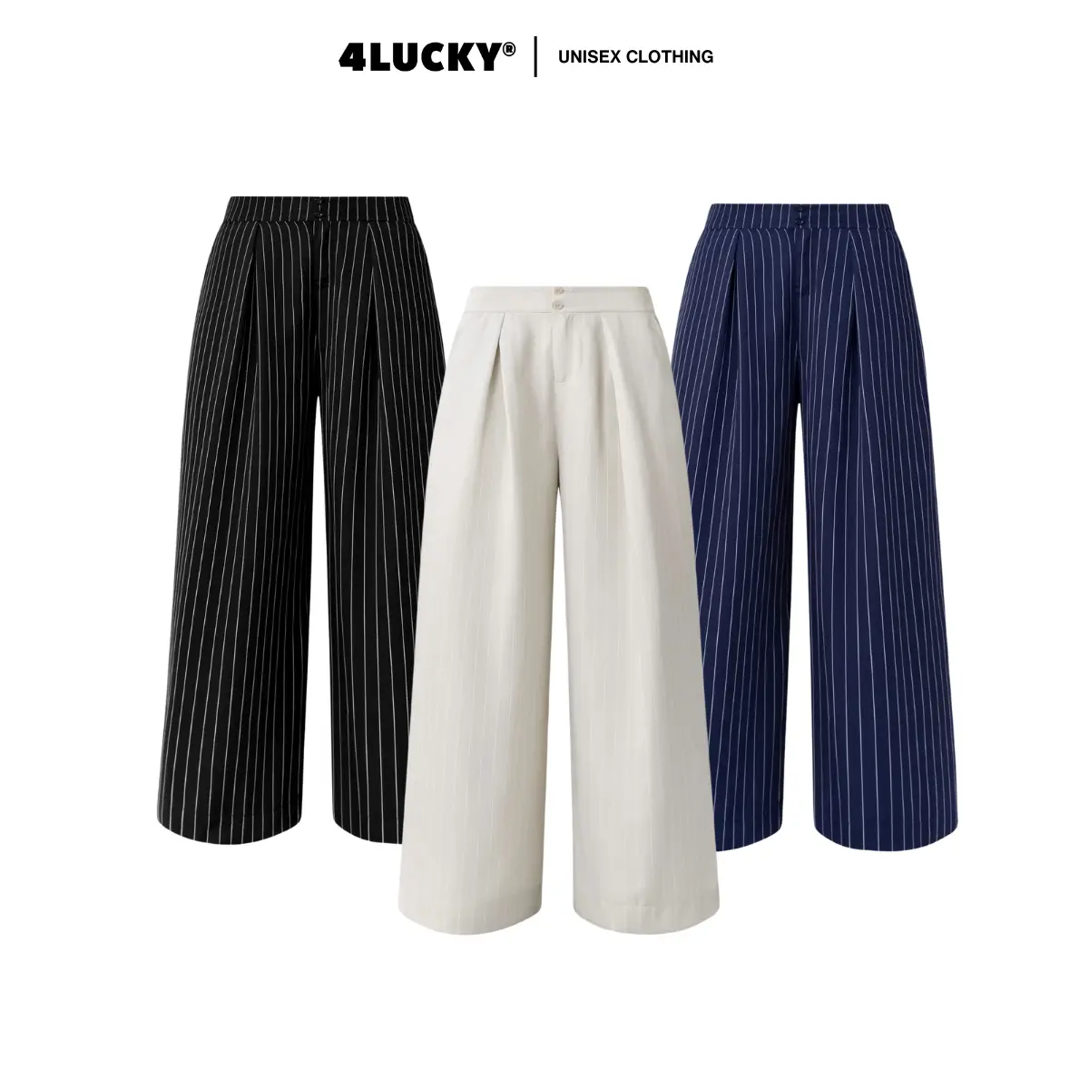 Quần Suôn Ống Rộng Kẻ Sọc 4Lucky 6211 Vải Chống Nhăn Unisex
