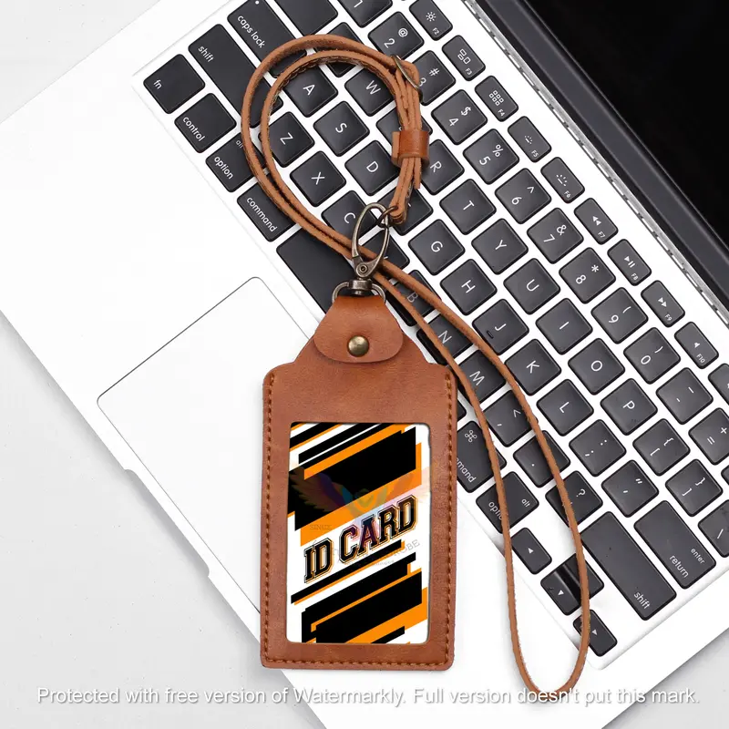 QUICK - NAME TAG KARTU NAMA ID CARD KULIT KANTOR 3 SLOT LANYARD ELEGANT KANTOR 1