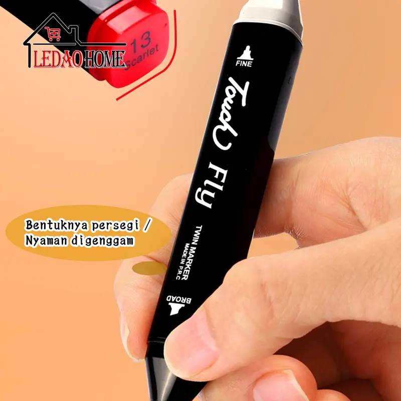 LEDAOHOME 2 in 1 Spidol dan Stabilo Touch Isi 24/36/48/60/80 Warna Dual Side Fine Art Brush Pen Sketsa 4