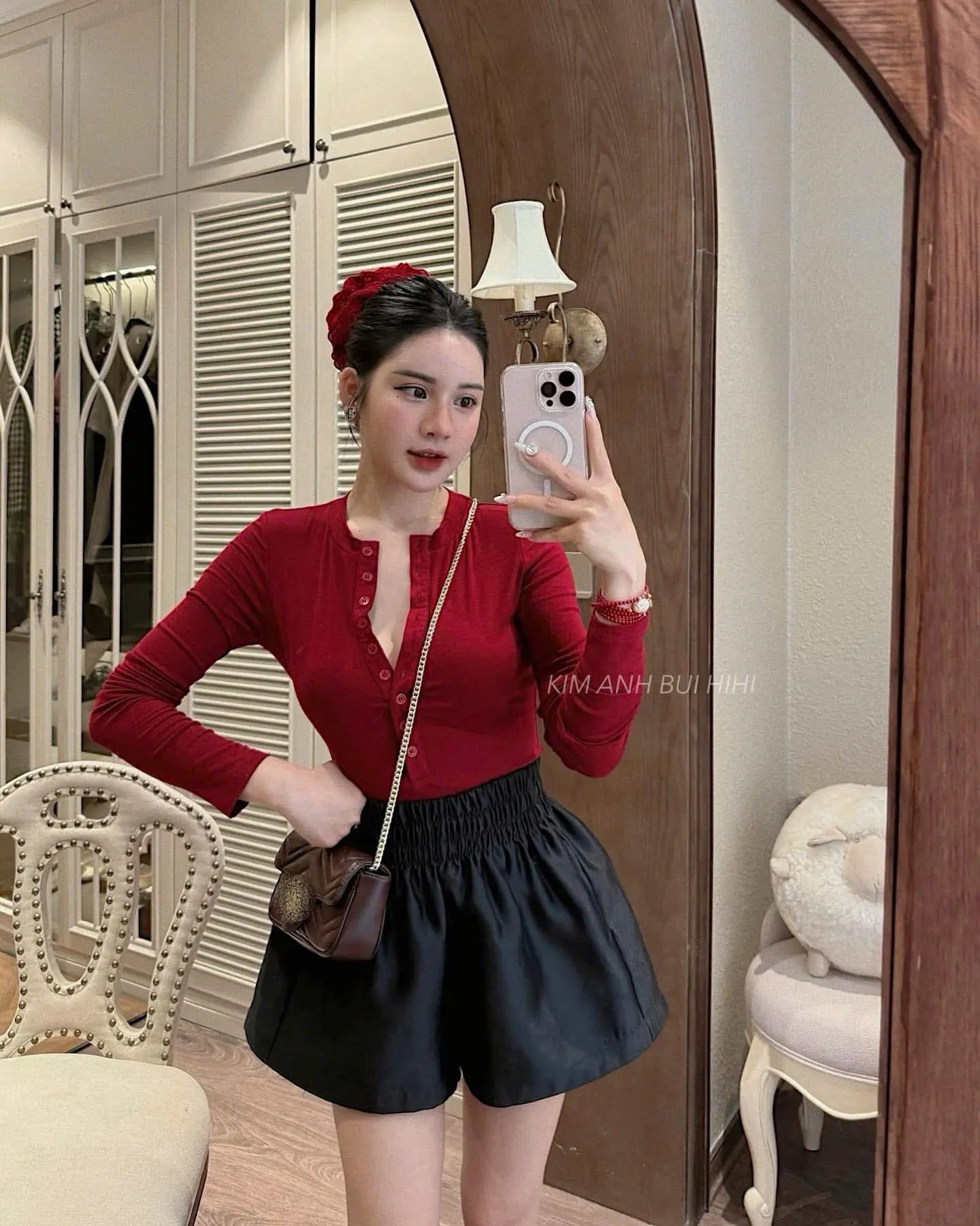 Quần short , quần đùi nữ lưng cao tôn dáng tôn V2 form phồng phối cạp (M8675)