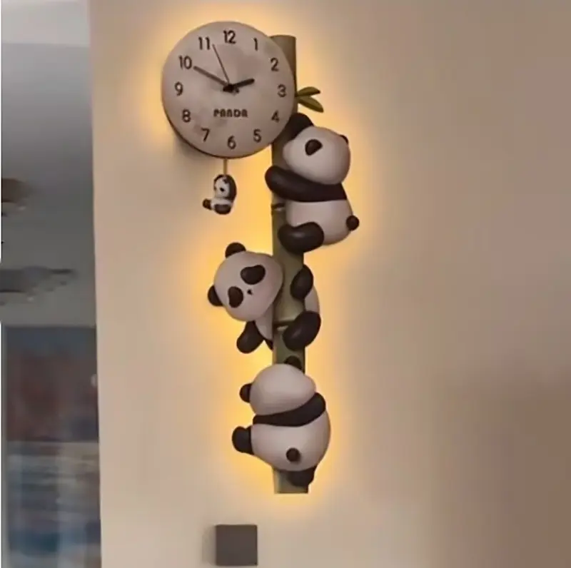 Đồng Hồ Treo Tường Gấu Trúc Lắc  Có LED Cute trang trí siêu dễ thương quà Tặng Tân Gia Decor Decor Phòng Decor Decor Phòng Tráng Gương 3