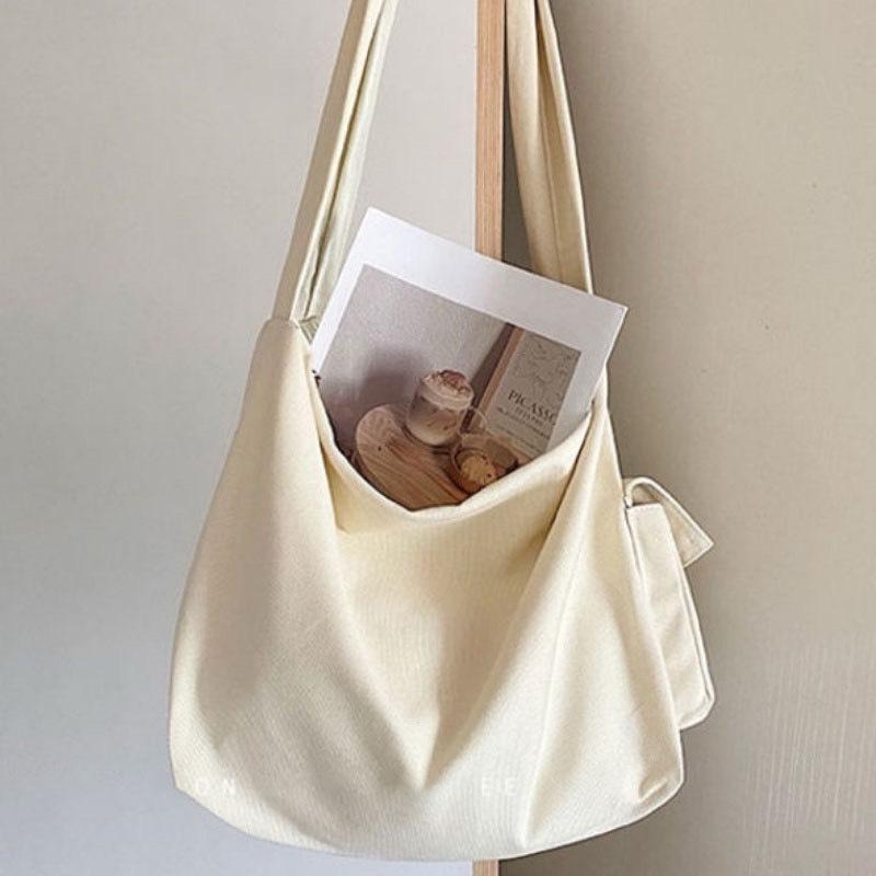 Túi đeo chéo Tote Vải canvas trơn trống túi hộp nam nữ unisex Đi Học đi chơi Đựng Sách A4