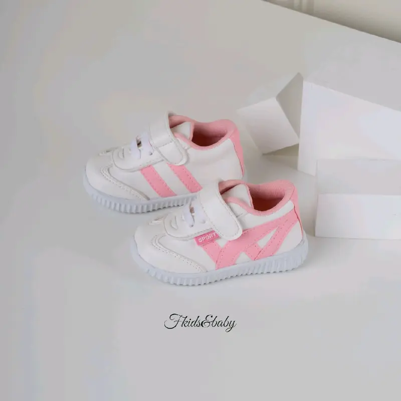 Fkids&baby - sepatu anak sport prempuan - putih list pink 2