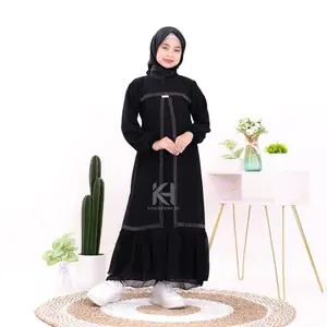 Gamis Anak Perempuan Sabrina Anti UV Swarovsky Usia 6-14 Tahun Bahan Cringkle Baju Muslim Crinkle Airflow Lebaran