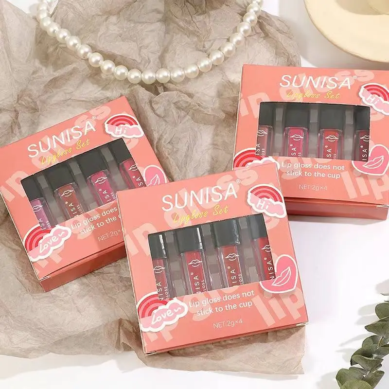 SUNISA 4IN1 SET Matte Lip Tint Moisturizing Long-Lasting Lip Gloss Dark Lip Tint Set Tattoo Liptint Liquid 2g each