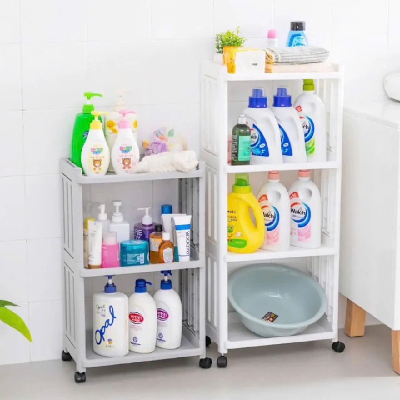 Kệ Nhựa Lắp Ghép 3 Tầng 4 Tầng Chịu Lực 50kg Để Nhà Tắm;Nhà Bếp;Đựng Đồ Có Bánh Xe Di Chuyển Tiện Ích danang Kitchen