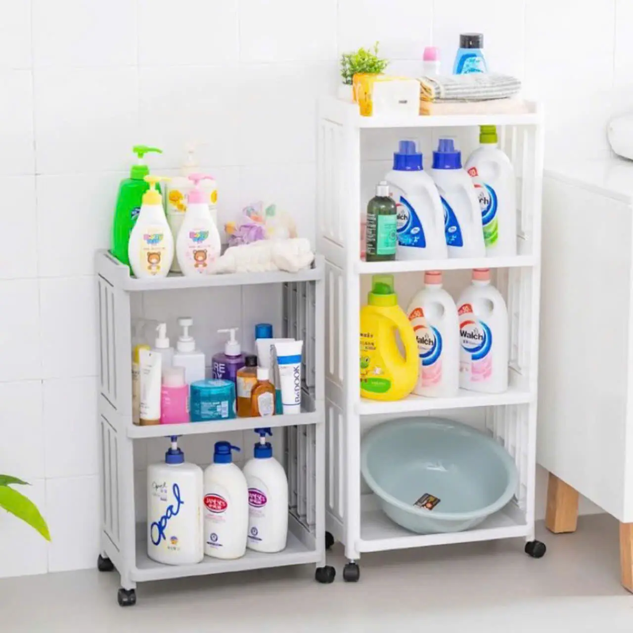 Kệ Nhựa Lắp Ghép 3 Tầng 4 Tầng Chịu Lực 50kg Để Nhà Tắm;Nhà Bếp;Đựng Đồ Có Bánh Xe Di Chuyển Tiện Ích danang Kitchen