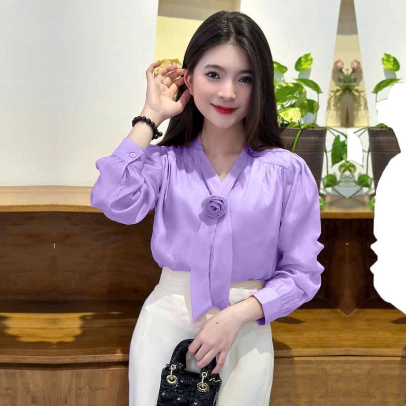 ZUMY fashion Áo sơ mi nơ công sở AHN100 hàng 2 lớp mềm mát trẻ trung áo  buộc áo  trễ 2