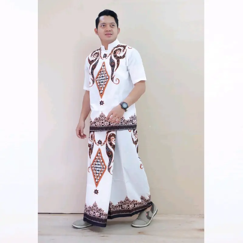 Baju kemeja koko setelan sarung batik solo full furing motif PERMATA PUTIH 3