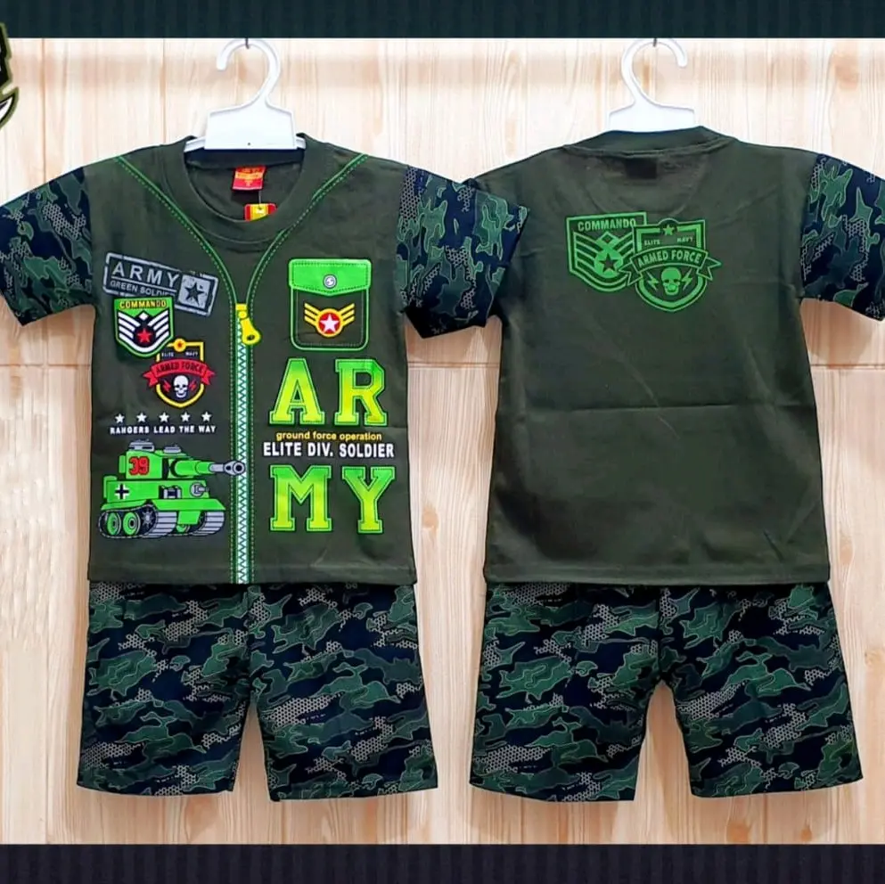 baju setelan army tentara anak anak usia 1-10 tahun Cowok Cewek Katun