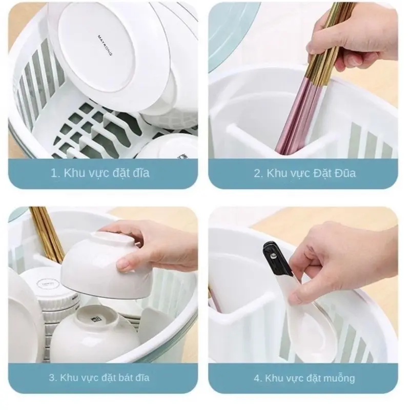 ￼Giá Nhựa Úp Chén Đĩa Ráo Nước Có Nắp Đậy Tiện Dụng Cho Nhà Bếp ( Giao màu ngẫu nhiên) 4