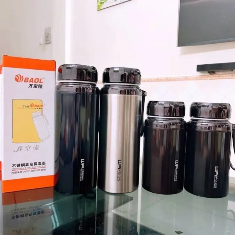 Bình giữ nhiệt nóng lạnh inox 1500-1200-1000ml L31 inox 304 cao cấp hàng chuẩn.(Giao hàng màu ngẫu nhiên) có quai treo 3